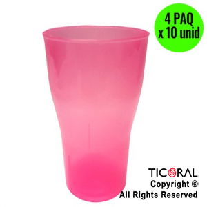 VASO COLA COLOR FUCSIA FLUO 4 PAQUETES x 10 UNIDADES